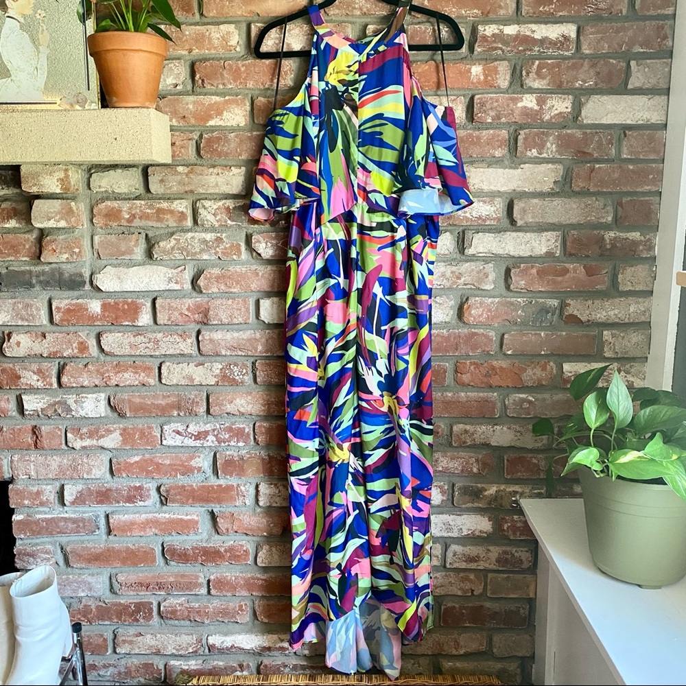 Gibson Latimer Cold Shoulder Abstract Dress